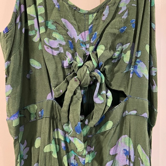 Anthropologie Plenty By Tracy Reese Green Floral Tie-Front Maxi Dress - Picture 3 of 6